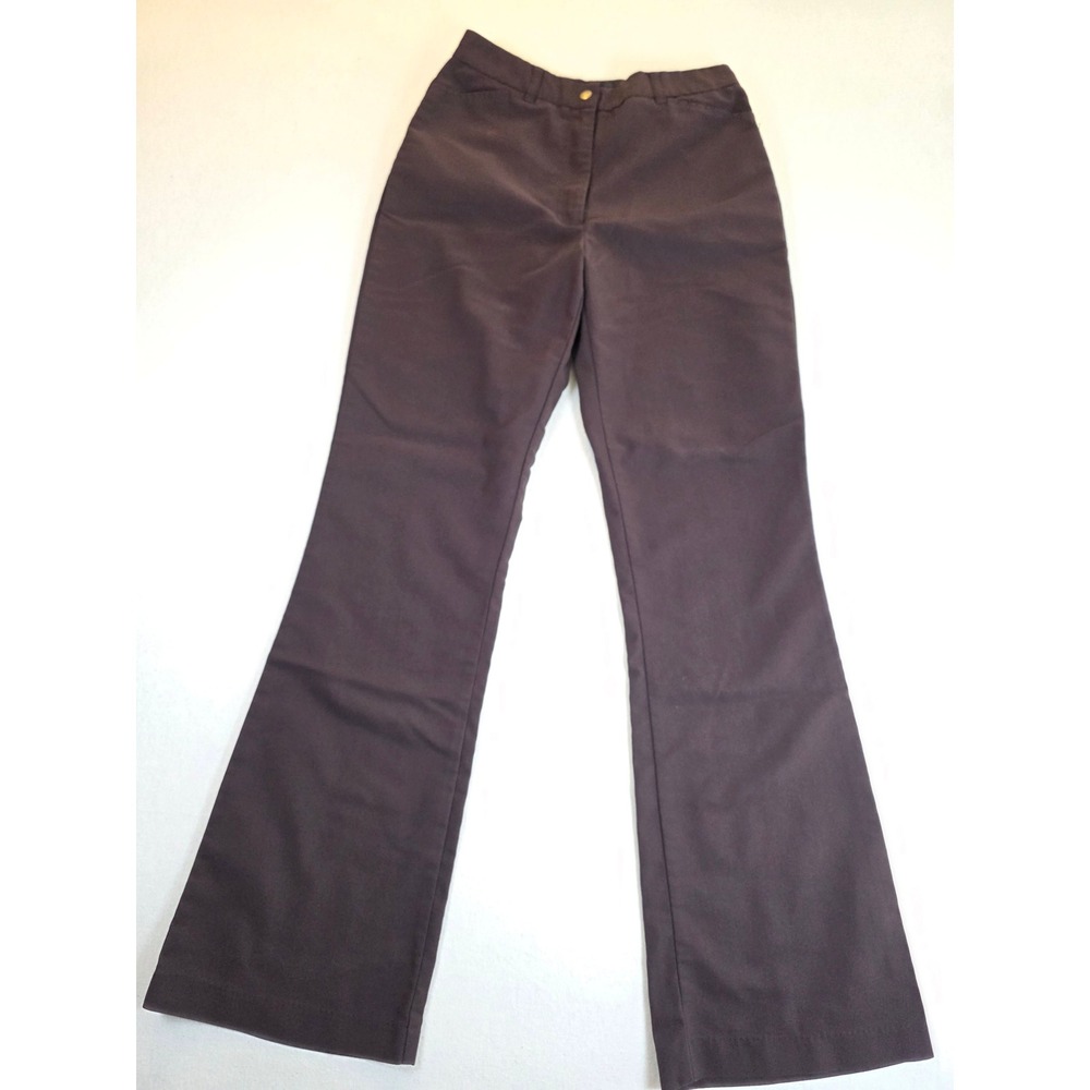 MetroStyle Dress Pants Womens 8T Brown Flare Leg Mid Rise Stretch Vintage Office